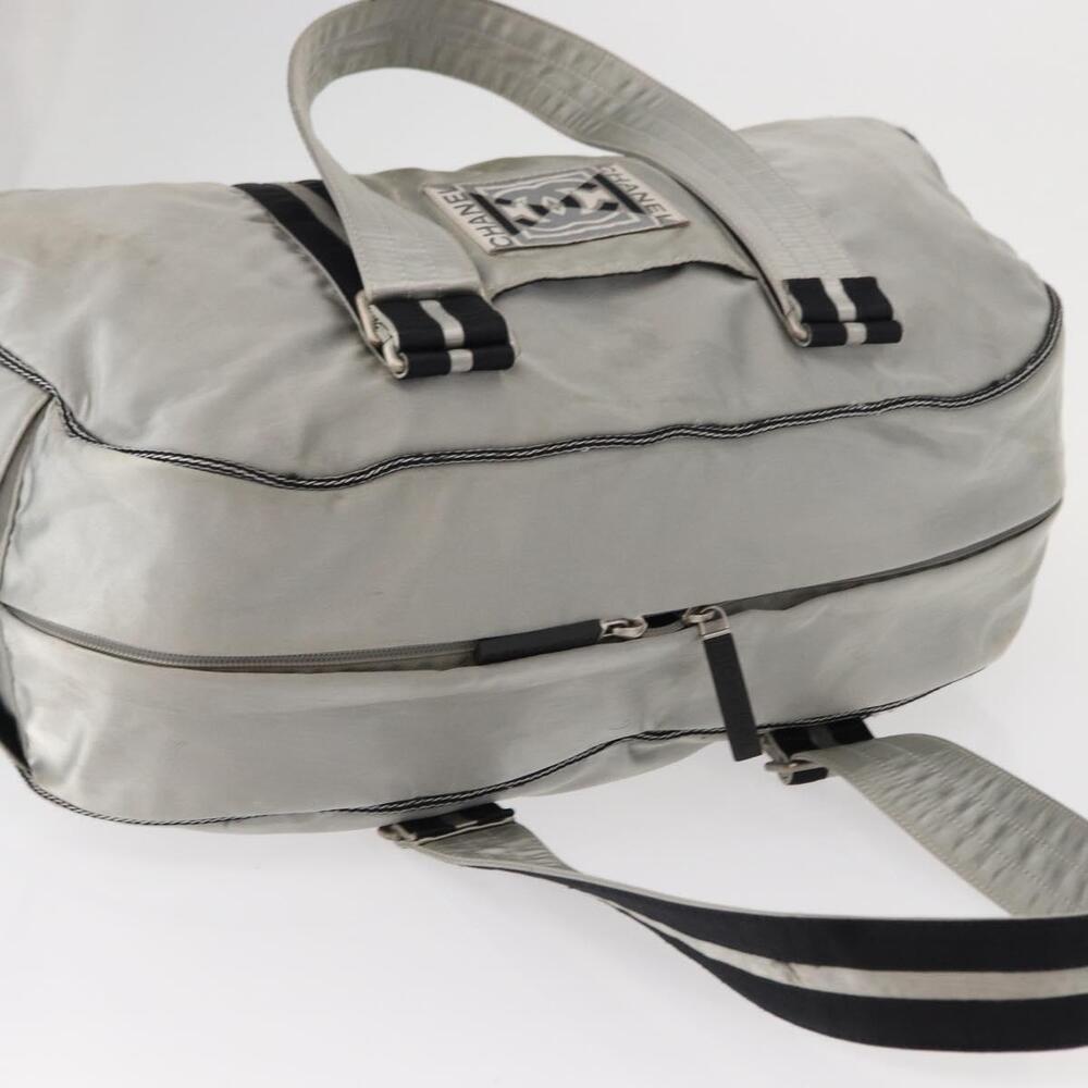 CHANEL Sports Line Boston Bag Nylon Silver CC Auth BA7758 - Picture 7 of 16